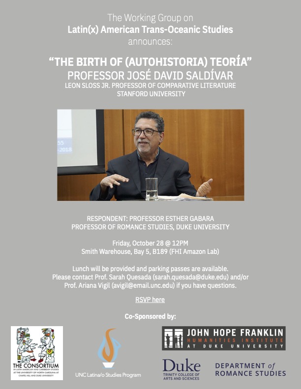 flyer for Jose David Saldivar talk