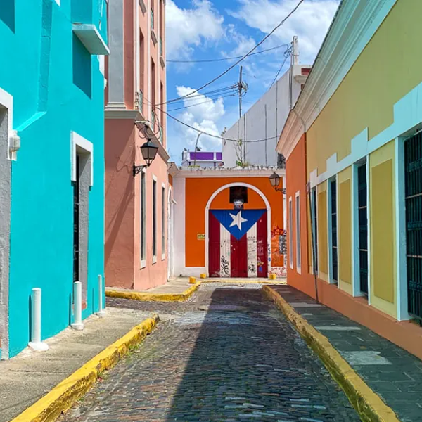 Puerto Rico neighborhood with painted flag